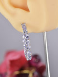 Natural Genuine Tanzanite Inside Out Hoop Earrings 925 Sterling Silver