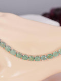 Natural Emerald Tennis Bracelet Real Solid 925, 7"