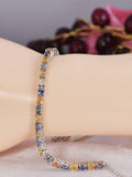 Natural Multi Sapphire Tennis Bracelet Real Solid 925, 7"