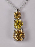 Elegant Champagne Moissanite Pendant 18" 925 Sterling WG