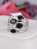 Genuine Natural Black Spinel Ring 925 Sterling Silver, sz 8