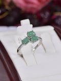 Genuine Natural Emerald Ring 925 Sterling Silver, sz 8