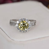 3.0 ct Moissanite Lemon Yellow Wedding Engagement Ring sz 8