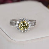 3.0 ct Moissanite Lemon Yellow Wedding Engagement Ring sz 8