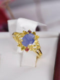 Genuine Natural Blue Sapphire Ring 925 Sterling Silver, sz 7