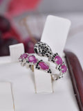Natural Genuine Ruby Snake Ring with Black Onyx 925 Sterling Silver sz 8