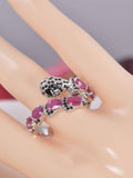 Natural Genuine Ruby Snake Ring with Black Onyx 925 Sterling Silver sz 8