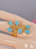 Natural Ethopian Opal with Natural Ruby 925 Sterling Silver, sz 6 3/4