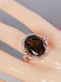 Natural Smokey Quartz Ring Real 925 Sterling Silver sz 7