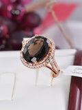 Natural Smokey Quartz Ring Real 925 Sterling Silver sz 7