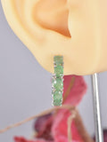 Natural Genuine Emerald Inside Out Hoop Earrings 925 Sterling Silver