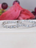 Natural Genuine Aquamarine Inside Out Hoop Earrings 925 Sterling Silver
