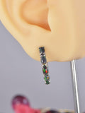 Natural Genuine Ethiopian Opal Inside Out Hoop Earrings 925 Sterling Silver