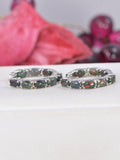 Natural Genuine Ethiopian Opal Inside Out Hoop Earrings 925 Sterling Silver