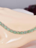 Natural Emerald Tennis Bracelet Real Solid 925, 7"
