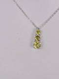 Elegant Yellow Canary Moissanite Pendant 18" 925 Sterling WG