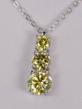 Elegant Yellow Canary Moissanite Pendant 18" 925 Sterling WG