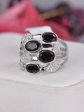 Genuine Natural Black Spinel Ring 925 Sterling Silver, sz 8
