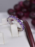 Genuine Natural Amethyst Eternity Ring 925 Sterling Silver, sz 7