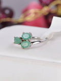 Genuine Natural Emerald Ring 925 Sterling Silver, sz 8