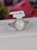 Genuine Natural Ethopian Opal Ring 925 Sterling Silver, sz 8