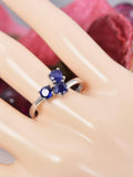 Genuine Natural Sapphire Ring 925 Sterling Silver, sz 8