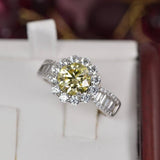 3.0 ct Moissanite Lemon Yellow Wedding Engagement Ring sz 8