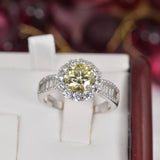 3.0 ct Moissanite Lemon Yellow Wedding Engagement Ring sz 8