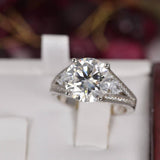 Moissanite 5.0 ct Brilliant Round Cut Engagement Ring 925 Size 6 and 7 only