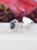Natural Oval London Blue Topaz Ring Real 925 Sterling sz 8