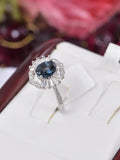 Natural Oval London Blue Topaz Ring Real 925 Sterling sz 8
