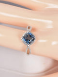 Natural Cushion Cut London Blue Topaz Ring Real 925 Sterling sz 8