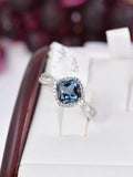 Natural Cushion Cut London Blue Topaz Ring Real 925 Sterling sz 8