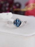 Natural Cushion Cut London Blue Topaz Ring Real 925 Sterling sz 8