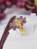 Natural Amethyst, Yellow Sapphire and Ruby Ring Real 925 Sterling Silver sz 9