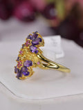 Natural Amethyst, Yellow Sapphire and Ruby Ring Real 925 Sterling Silver sz 9