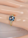 Natural London Blue Topaz Radiant Cut Ring Real 925 Sterling sz 7