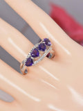 Natural Amethyst Heart Shape Ring Real 925 Sterling Silver sz 8