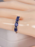 Natural Blue Sapphire Band Ring Real 925 Sterling Silver sz 6.5