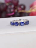 Natural Blue Sapphire Band Ring Real 925 Sterling Silver sz 6.5