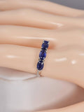 Natural Blue Sapphire Band Ring Real 925 Sterling Silver sz 6.5