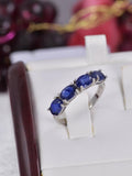 Natural Blue Sapphire Band Ring Real 925 Sterling Silver sz 6.5