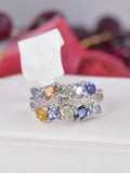 Natural Multi Sapphire Ring Real 925 Sterling Silver sz 8