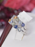 Natural Multi Sapphire Ring Real 925 Sterling Silver sz 8