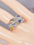 Natural Multi Sapphire Ring Real 925 Sterling Silver sz 8