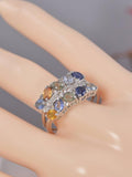 Natural Multi Sapphire Ring Real 925 Sterling Silver sz 8