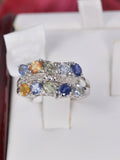 Natural Multi Sapphire Ring Real 925 Sterling Silver sz 8