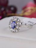 Natural Tanzanite w Real Diamond and Topaz Ring in 925 Sterling Silver sz 7