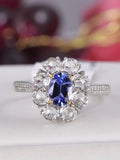 Natural Tanzanite w Real Diamond and Topaz Ring in 925 Sterling Silver sz 7