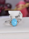 Natural Turquoise w Real Diamond Ring in 925 Sterling Silver sz 7